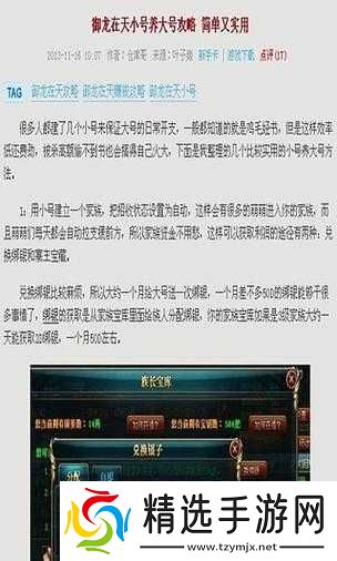 御龙在天升级攻略大全