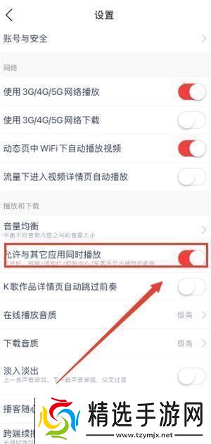 易云音乐与其他应用同时播放怎么设置